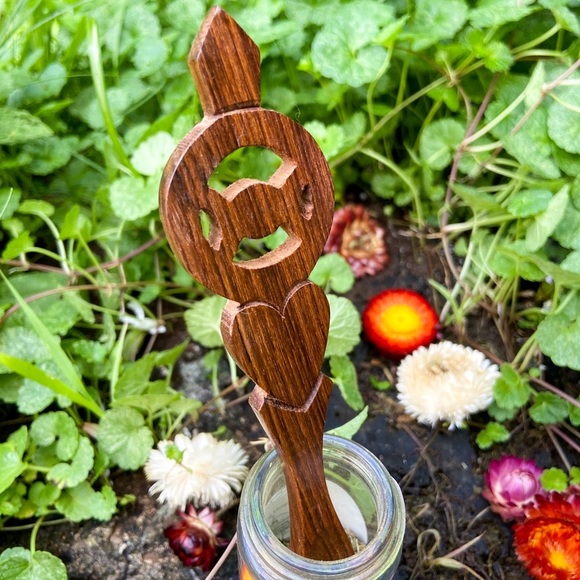 Boutique Wooden Triple Moon Tea Spoon Wicca Witchcraft Spellwork Goddess Witchy - Picture 5 of 5